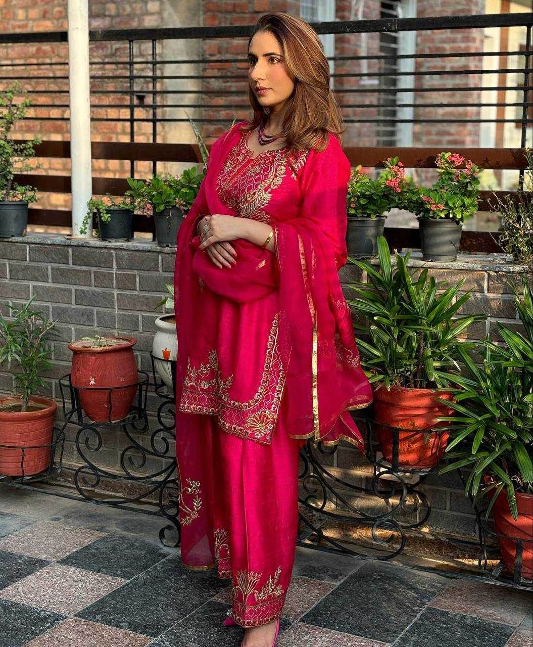 Chinon Embroidered Pink Salwar Suit - MYLUXURY LANE ENTERPRISE